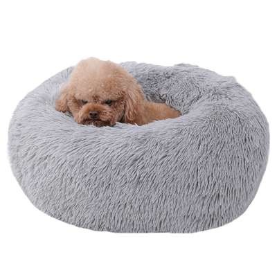 Luxury Round Donut Soft Pet Dog Cat Bed Fluffy Cat Bed Donut Dog Upholstered Pet Bed