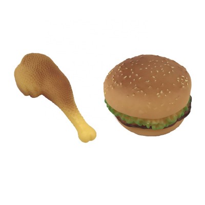 Fast Food Non Toxic Rubber Dog Toy Squeaky Rubber Hamburger Dog Toys